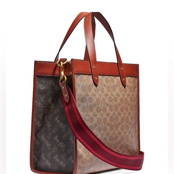 Coach Handbags - $475 NEW! COACH Signature Coated Canvas Field Tote with Refined Leather Trim.